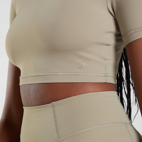 Gymshark Whitney Simmons Crop Tee Cement Brown - Picture 3 of 5